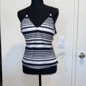 Black and White Striped Women's Top